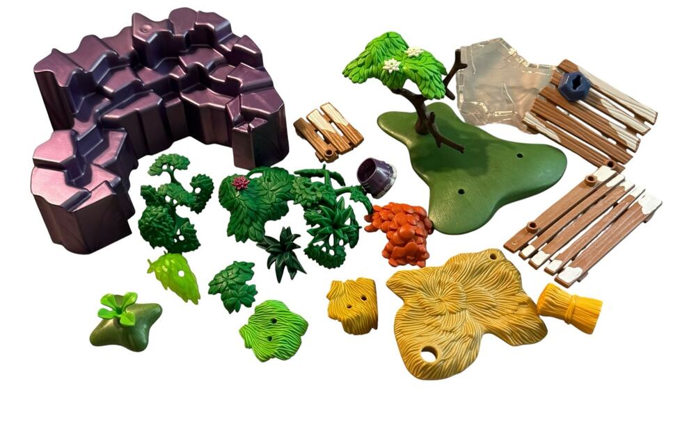 Vintage Playmobil Random Parts Lot ~17 Trees Rocks Bridge Hay 90s Foliage